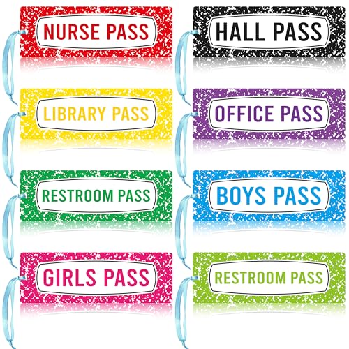 Magnetic School Hall Pass Set - Waterproof Composition Notebook Style for Students & Teachers