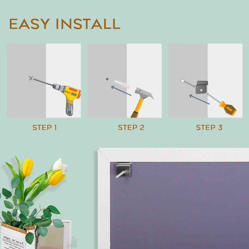 INNOVART Cork Bulletin Board with Push Pins, White Wood Frame, Notice Board for Home, Office, School