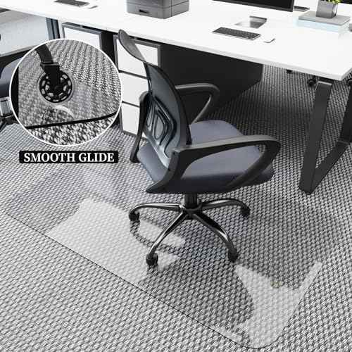Office Chair Mat for Carpet Floor, Plastic Rolling Chair Mat for Carpeted Floors, Computer Desk Chair Floor Mats, 48 x 30 Inch Rectangle Clear Heavy Duty Floors Protector 0.14 Inch Thick