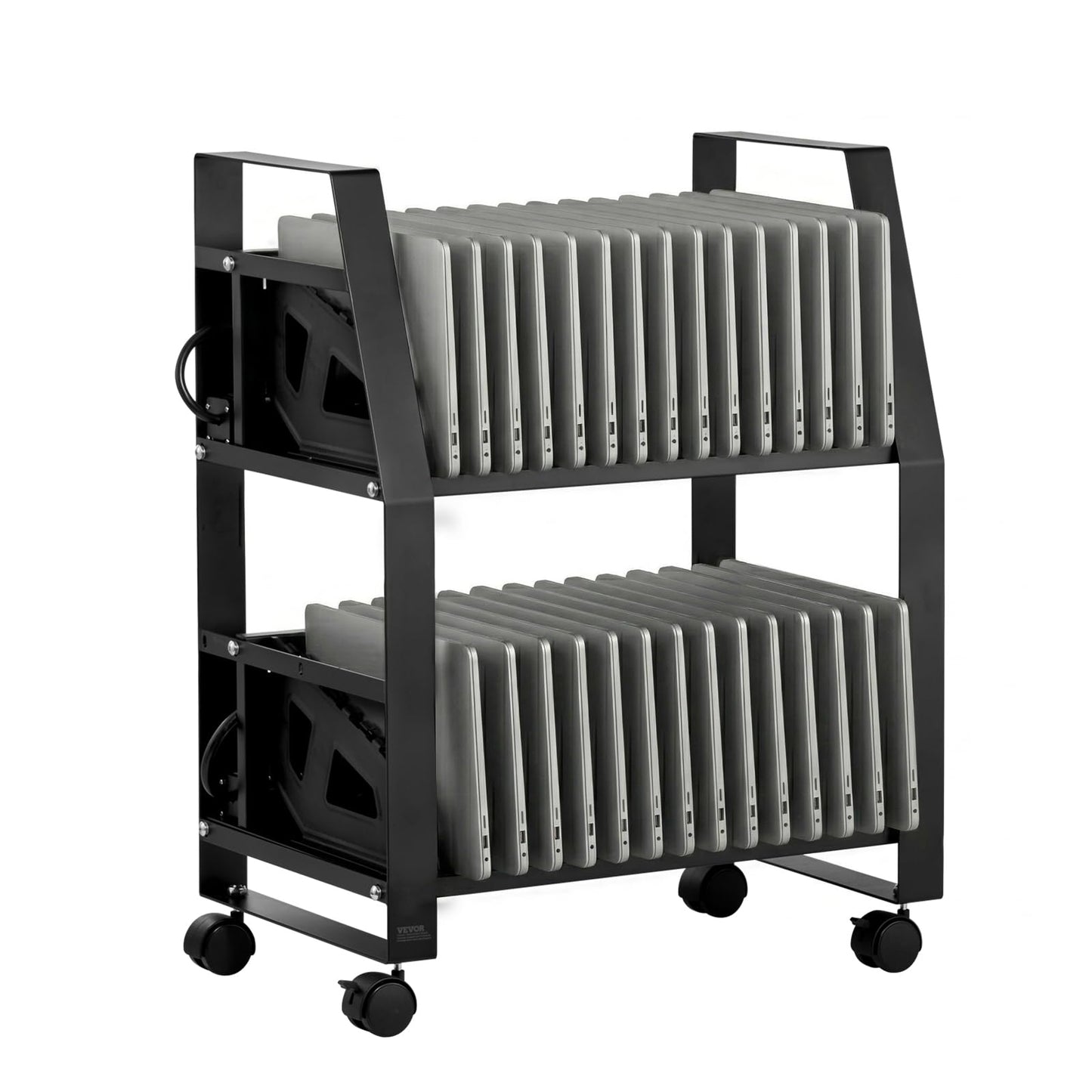 VEVOR Laptop Cart, 32 Device Mobile Open Charging Station, Up to 15.6 in Screen Size, Office and Classroom Mobile Charging Cart, for Chromebook, Tablet and Laptop
