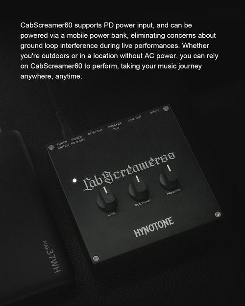 TOPPING HYNOTONE CabScreamer60 60W Power Amp Pedal with Presence & Resonance Controls, Balanced Line Out, DC 9V Output, PD Power Input, Line Out for Live & Recording