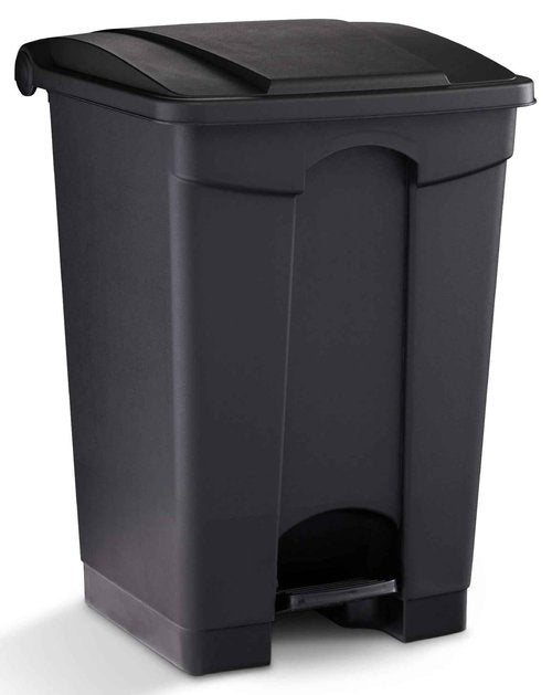 Safco Plastic Step-On Trash Can for Hands-Free Disposal, Great for Home and Commercial Use, 12 Gallon, Black (9925BL)