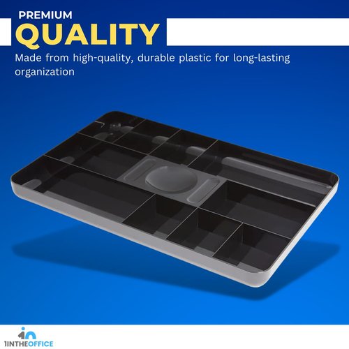 1InTheOffice Desk Drawer Organizer Tray, Desk Drawer Tray, 13-Compartment, Black, 2 Pack