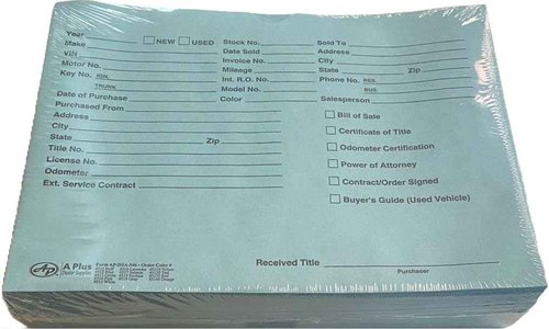A Plus Dealer Supplies Vehicle Printed Dealer Jackets #512 DSA-546 Blue, 100 Quantity (P5*)