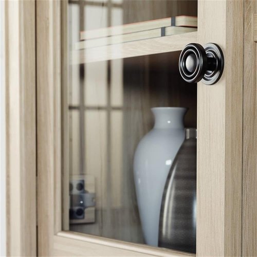 Sauder Hammond Engineered Wood and Tempered Glass Doors Hutch in Chalked Oak