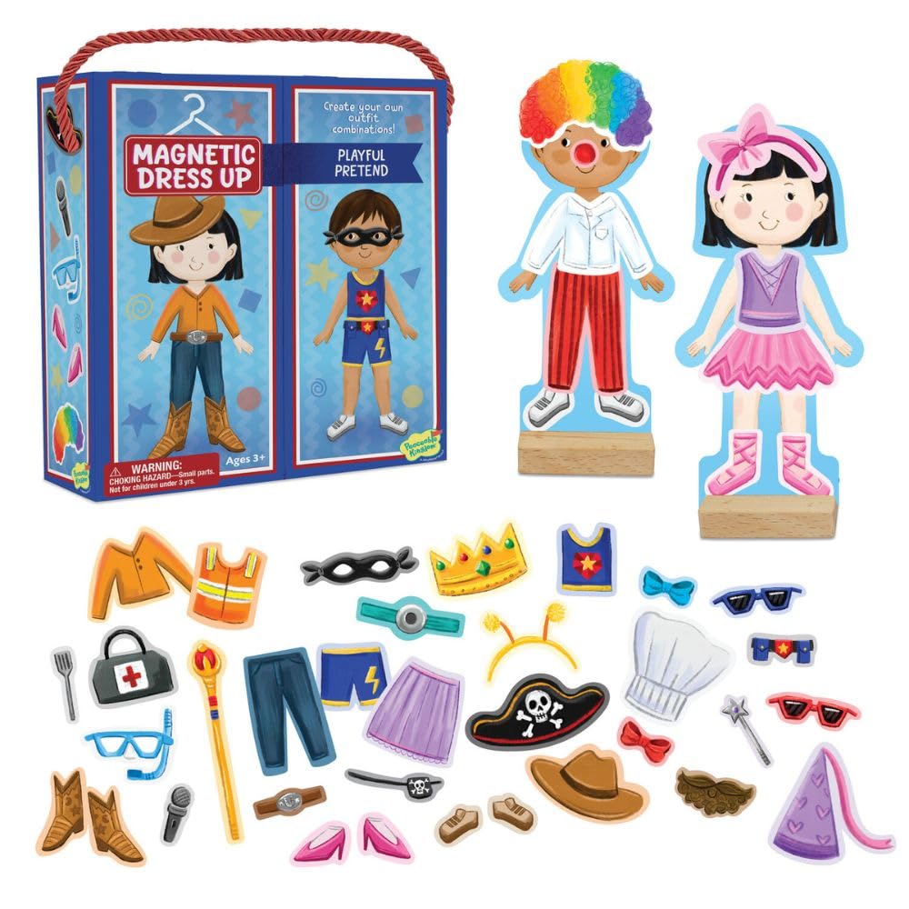 Peaceable Kingdom Magnetic Dress Up: Playful Pretend Playset, Magnetic Dress-Up Dolls with Wardrobe Case, 50+ Piece Screen-Free Toy for Kids Ages 3+