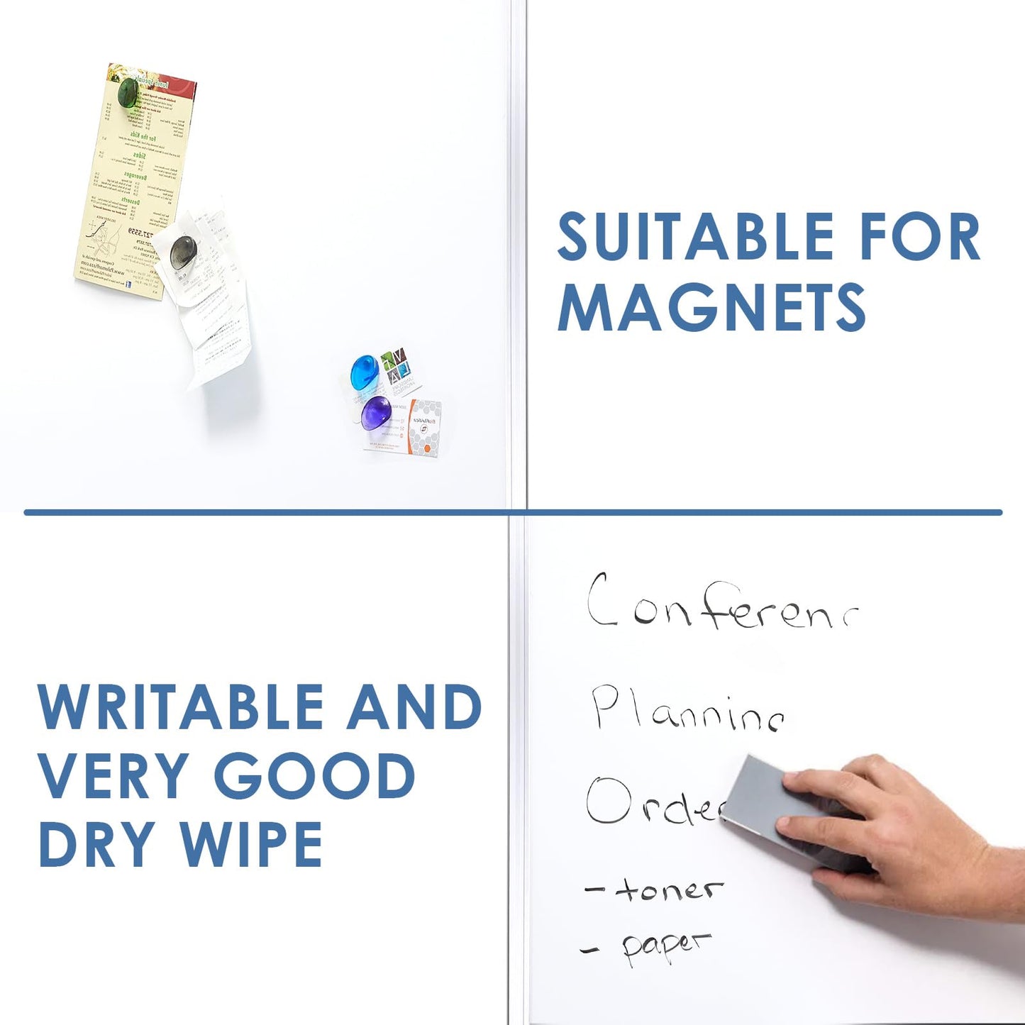 SWANCROWN Large Magnetic White Board 72 x 40 Inches with Thick Aluminum Frame, Large Dry Erase Board for Wall, with Magnetic Pen Holder & Long Marker Tray for Conference Room