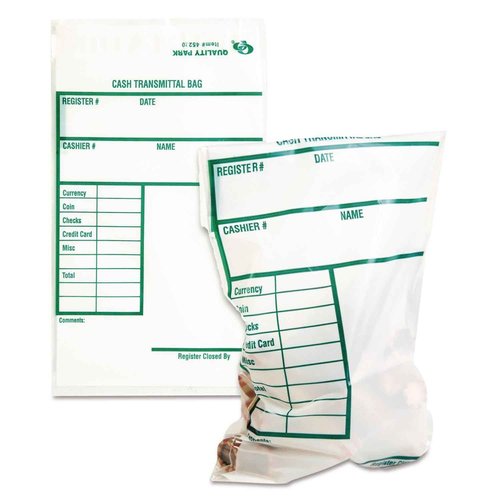 Quality Park Poly Cash Transmittal Bags, Self-Seal, Clear, 6 x 9, 100 per Pack, (45220)