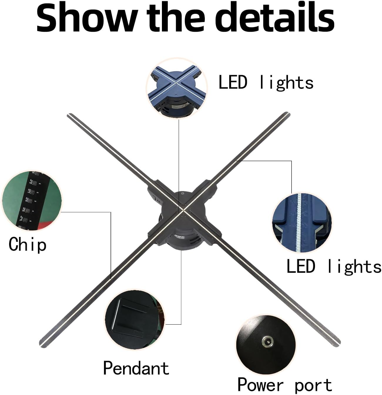 3DHologramFan 22-Inch 3D Holographic Fan - WiFi & Bluetooth, 672 HD LEDs, 2000 cd/m² Brightness
