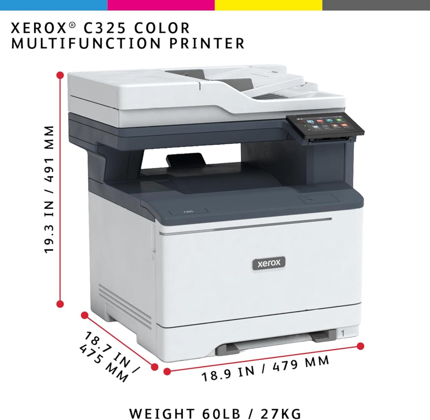 Xerox C325dni Wireless Printer - All-In-One Color Laser Printer with 35ppm Speed | Automatic 2-Sided Printing for Home or Office