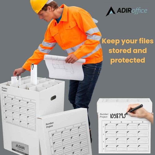 Adir Cardboard Roll File Storage Organizer - Vertical File Sorter - Blueprint, Poster, Plans, Gift Wrap, And Map Holder Station-16 Slots (for Rolls up to 25 Inches Long)