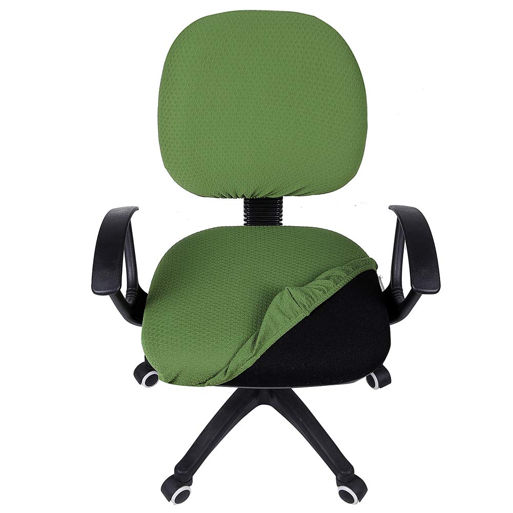 Smiry Stretch Jacquard Office Computer Chair Covers, Removable Washable Universal Desk Rotating Chair Slipcovers Protector, Seat + Backrest Cover, Olive Green