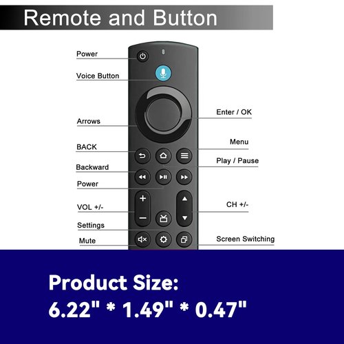 OROSAUR Voice Remote Control Replacement for Smart Tv(Toshiba, Insignia, AMZ Onmi, Pioneer), Compatible for Tv Stick(4K, 2nd Gen, 3rd Gen, Life), for AMZ Smart Tv Cube