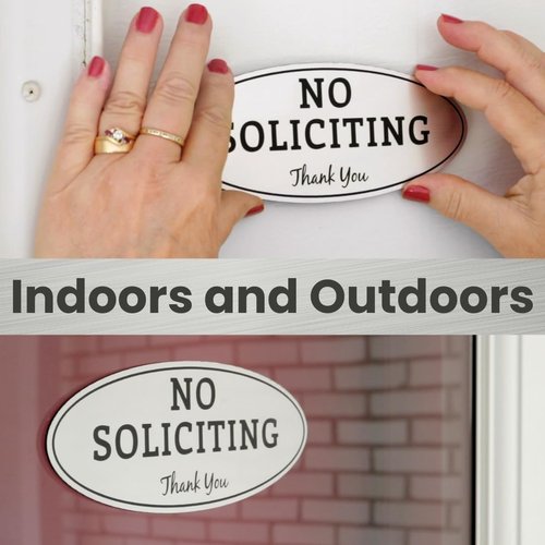 ExcelMark No Soliciting Sign - Durable Indoor/Outdoor Use | UV & Weather Resistant (Small - 2"x 5", Gold/Black)