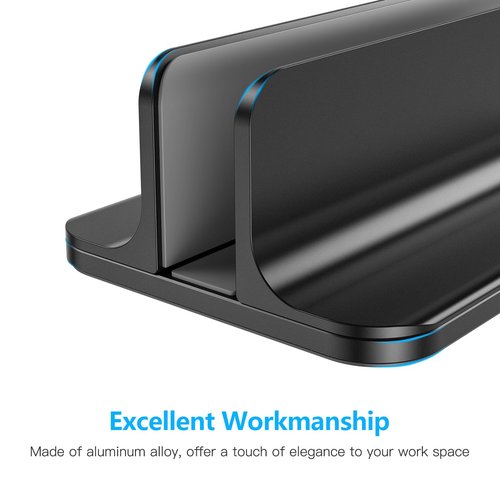 OMOTON Vertical Laptop Stand Holder, Desktop Aluminum Stand for MacBook with Adjustable Dock Size, Fits All MacBook, Surface, Chromebook and Gaming Laptops (Up to 17.3 inches),Black