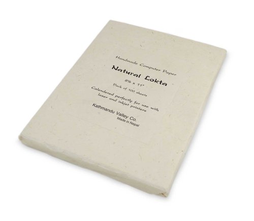 Handmade Lokta Vintage 8.5x11" Printer Paper for Laser and Inkjet Printing (100 Sheets, Natural)