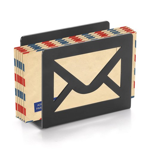 appacare Desktop Metal Mail Holder,Modern Black Letter Organizer for Desk with Cutout Envelope Design,Home and Office Envelope and Document Storage Rack (Black)