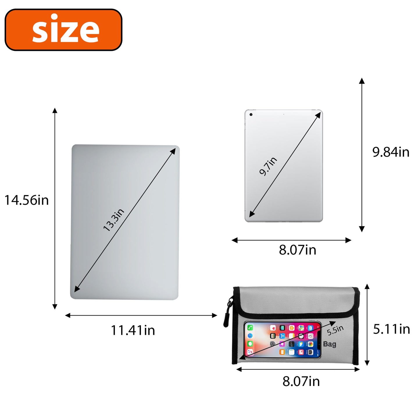 3 Pcs Fireproof Waterproof Money Important Document Bag(2000℉),Fire Proof Bag for Documents,Fire Proof Money Bag for Cash,for A4 A5 Documents Holder,Cash,Passport,Tablet,Laptop,File,Jewelry