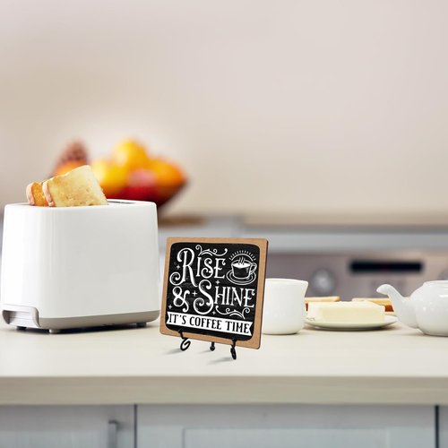 Coffee Time Sign by Rustic Charm | 5-Inch Wooden Coffee Bar Decor for Kitchen & Farmhouse Gift