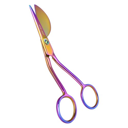 MAKER AND MARKET Premium Embroidery Scissors Set of 3 Kit - Double Bent Offset Duckbill, Spring Action Curved Blade and Double Bend Long Applique Needlepoint with Pouch Sleeve (Rainbow)