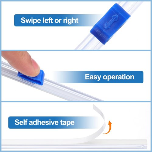 PATIKIL 4pcs Plastic Wrap Cutter, 19in Plastic Wrap Slide Cutter Self Adhesive Installation Replacement for Aluminum Foil Wax Paper Parchment Paper Wrap Dispenser, Blue