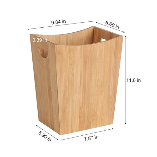 MOOACE Bamboo Trash Can - Decorative 2 Gallon Waste Basket for Bathroom, Office & Kitchen