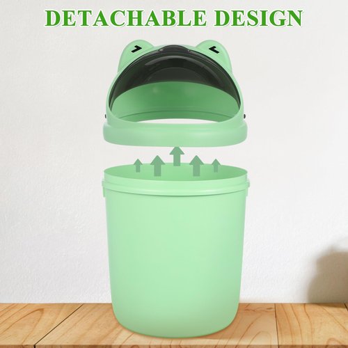Alipis Cartoon Frog Trash Can Plastic Wastebasket Garbage Bin with Lid Garbage Can Rubbish Pail Toilet Paper Bucket for Bathroom Kitchen Office Dorm, 39.00X24.50X24.50CM, Light Green, 4946ZU213H