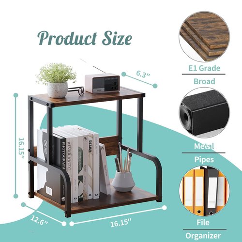 VonDream Vinyl Record Storage, Office Desk Shelf Organizer, Wood Desktop Bookshelf Supplies Rack,Multi-Functional Rack for Spice and Cosmetic