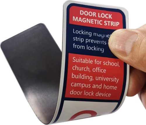 GINFH Lockdown Magnetic Strips Door Security Devices Thin Magnetic Strips School Office Emergency Easy Quick Lock Door Latch White Text Version (30)