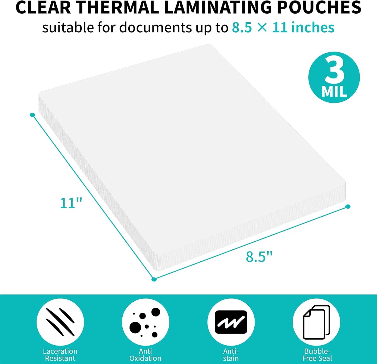 Skiennix Thermal Laminating Pouches - Clear 9 x 11.5 Inch Sheets for US Letter Size | 30 Pack