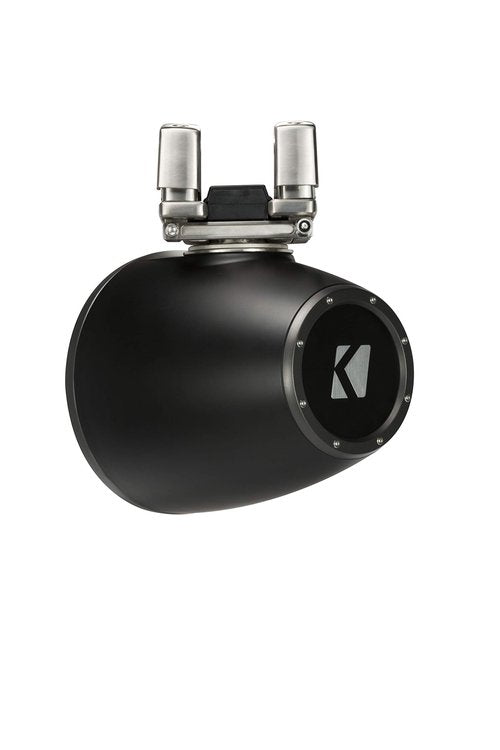 KICKER 44KMTC9 9" Black Horn-Loaded Tower Speakers & 1200 Watt Marine Amp with Tube-clamp mounting