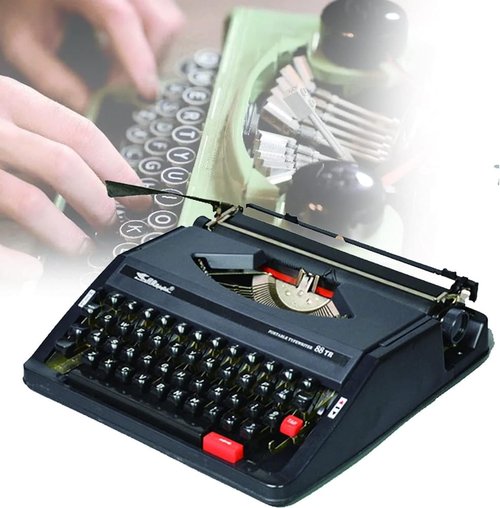 RKUVPAE Vintage Typewriter,English Typewriter, Normal Use Vintage Typewriter,English Typewriter,1980 Classic Nostalgia Portable Retro Manual Typewriter(Color:Black)