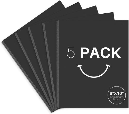 Golden State Art | Acid-Free Black Foam Boards - 5 Pack, 8x10, 3/16'' Thick for Crafts & Presentations