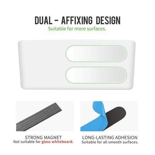 loukin Magnetic and Adhesive Marker Holder, Dry Erase Accessory Tray, Magnetic Storage Organizer for Whiteboard, Glass or Refrigerators 2 Pack(White)