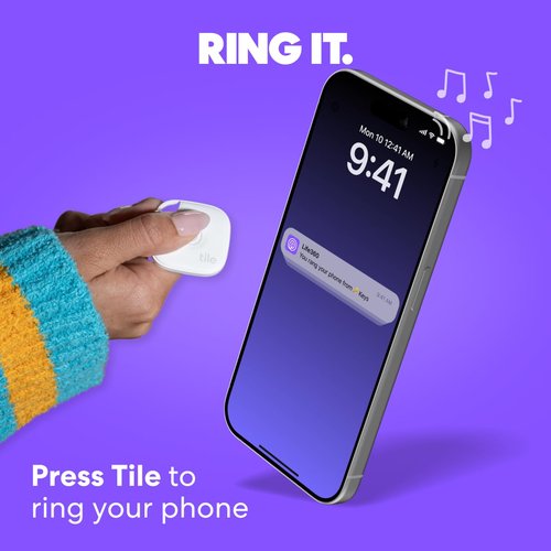 Tile by Life360 Mate Bluetooth Tracker, Keys Finder and Item Locator for Keys, Bags and More. Phone Finder. Both iOS and Android Compatible. 4-Pack (Colors)