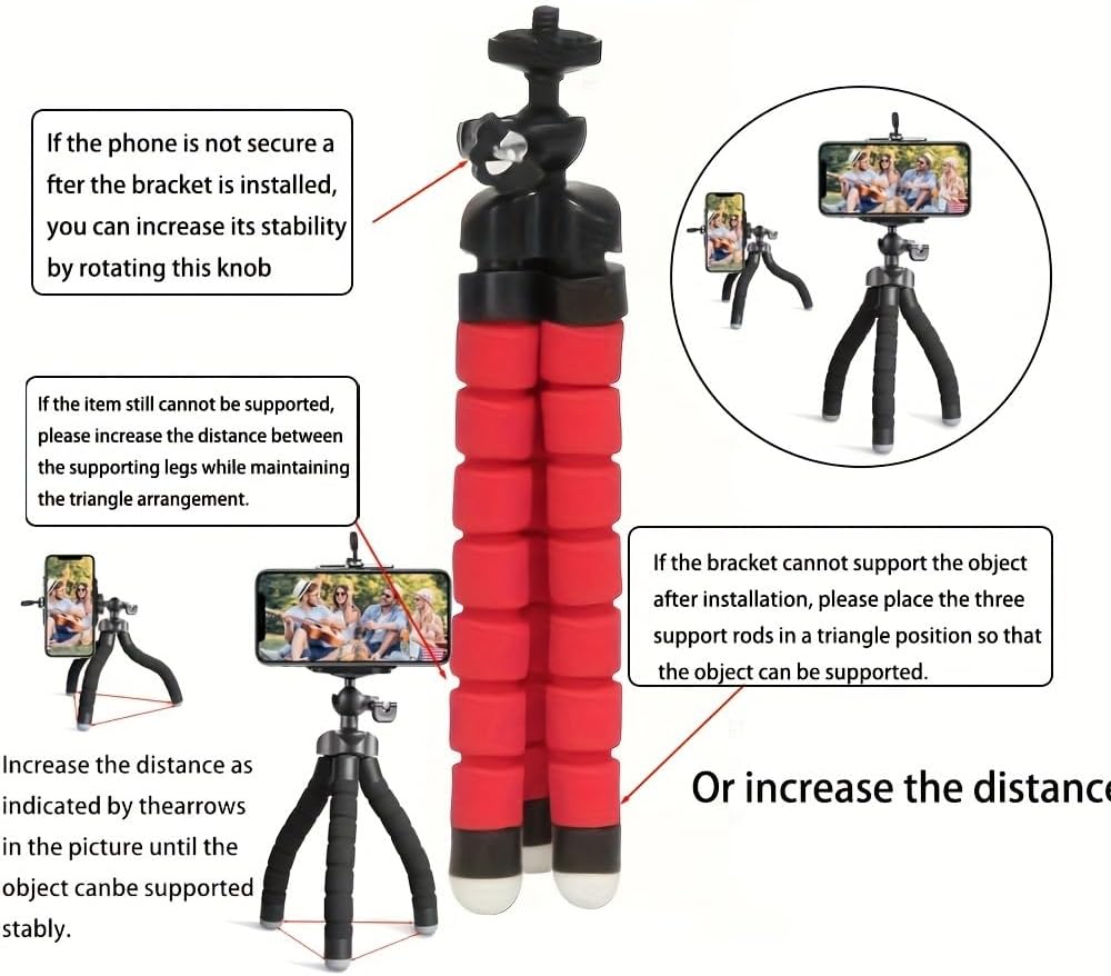 Skiennix Phone Tripod - Flexible Adjustable Stand with 360° Rotation | Portable Mini Support for Smartphones & Cameras