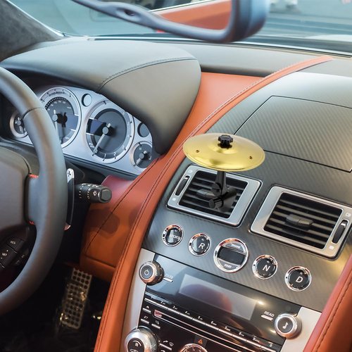 Car Cymbal Air Vent, Car Crash Cymbal, Durable Mini Drumcar Symbol Drum Air Vent for Auto Interior, Easy Installation Fun Dashboard Accessory Fits All Vehicles for Music Lovers(Gold)