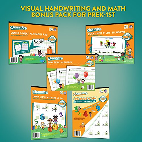 Channie¡¯s All-In-One Visual Handwriting & Math Workbook Set for Pre-Kindergarten - 1st Grade Elementary School Students (5 Pack)