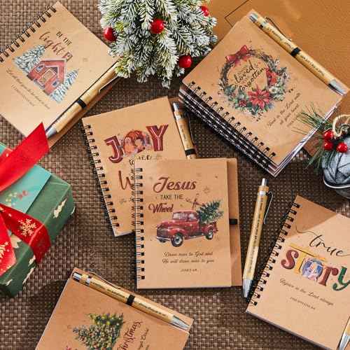 Eaasty 30 Sets Christian Spiral Notebooks Bulk with Pens Christian Gifts for Women Men,Prayer Journal, Small Notepad, Gifts for Christmas Church Members, Bible Study Groups & Church Families (Classic)