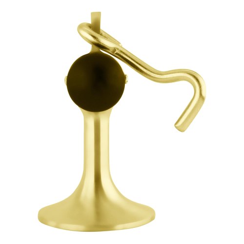 C.R. LAURENCE DL2521PB CRL Polished Brass Floor Mounted Heavy Duty Door Stop With Hook and Holder