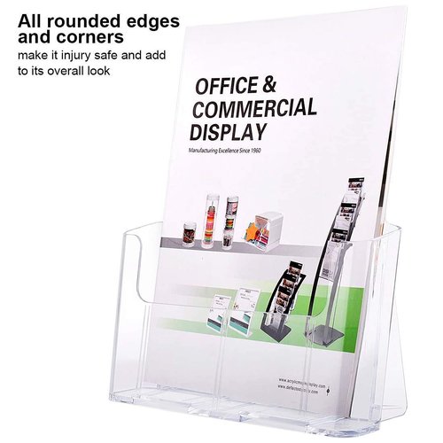 Bundle Set 2, Ktrio Acrylic Clear Brochure Holder 8.5 x 11 inches 2 Pack, Acrylic Mail Holder Clear Mail Organizer Countertop 6 x 2.5 x 4 Inches 1 Pack for Home Office School