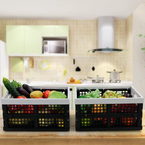 Jandson 3 Packs Plastic Folding Milk Crate 16 Quart, Collapsible Storage Crates