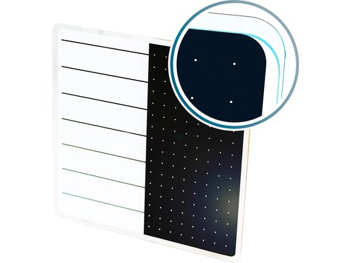 Floortex Viztex Glacier White & Black Plan & Grid Glass Dry Erase Board - 14" x 14"