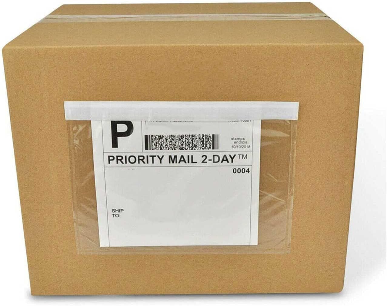 Skiennix Packing List Pouches - 100 Pack Clear Adhesive Shipping Label Envelopes | 7.5" x 5.5" Size
