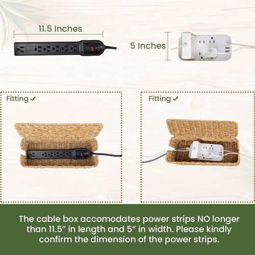 Stylish Rattan Desk Organizer Set: Cable Management Box and 5-Slot Remote Control Caddy for Home Office