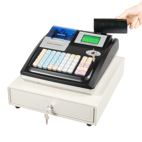 Electronic Cash Register, High-Speed Thermal Print Head, 4 Compartments with Clamps and 5 Coin Compartments for Barcode Scanners, Small Ticket Printers, Pcs (Black)