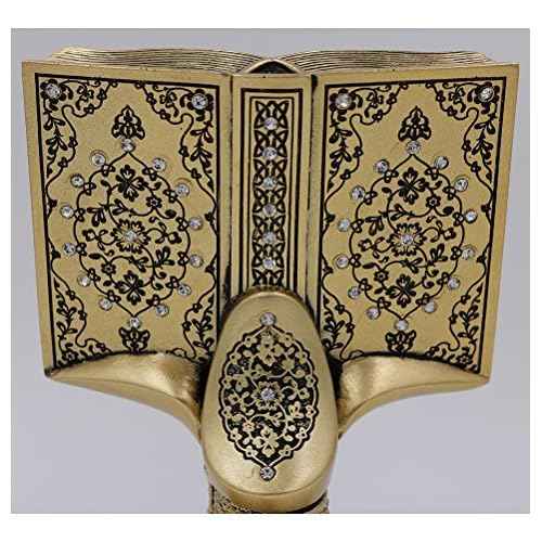 Quran Open Book Allah Muhammad - Home Decor Showpiece Gift 6.25 x 4.5in (Gold)