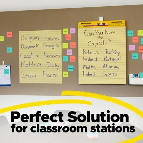 Post-it Super Sticky Easel Pad, 25 in x 30 in Sheets, Yellow Paper with Lines, 30 Sheets/Pad, 2 Pads/Pack, Great for Virtual Teachers and Students (561)