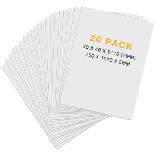 Tenceur 20 Pcs Large Foam Boards Bulk Foam Core Backing Board 3/16 Inch Thickness Foam Core Board Foam Poster Boards for Presentations, School, Office, Art Projects(White,30 x 40 x 3/16 Inches)