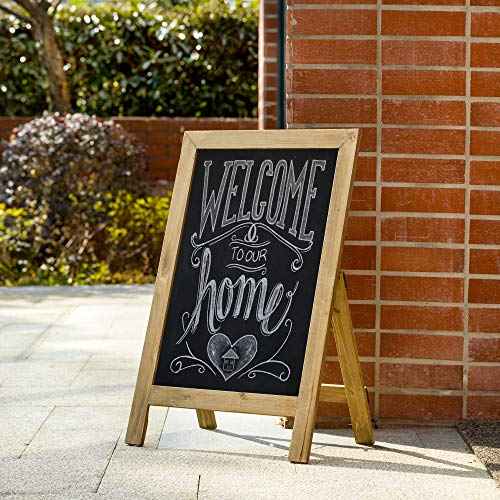 A Frame Chalkboard Sign 20¡± x 30¡± Large Chalkboard Easel Wooden Sidewalk Standing & Hanging Chalk Board Display for Restaurant,Farmhouse or Wedding Party Guide